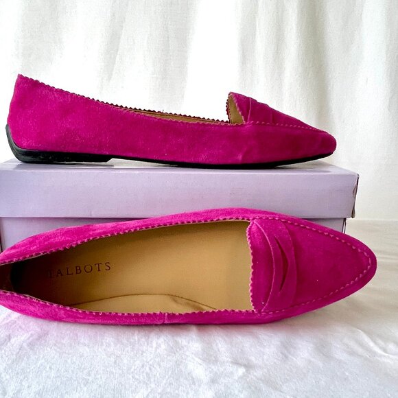 Talbots Francesca Keeper Driving Magenta Pink Suede Leather Loafers, Sz 8.5 LN! - Picture 8 of 15